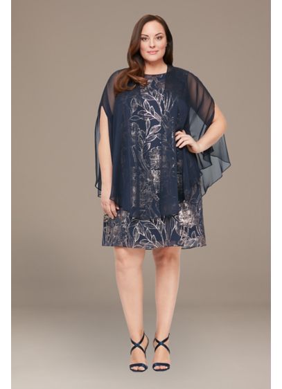 Plus Foil Printed Chiffon Tank Dress with Jacket - There's so much to marvel at on this